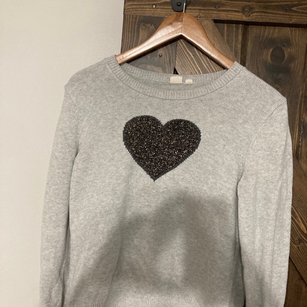 GAP sweater with tinsel heart
